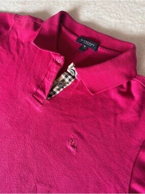 Burberry Pink Polo with Signature Check Trim